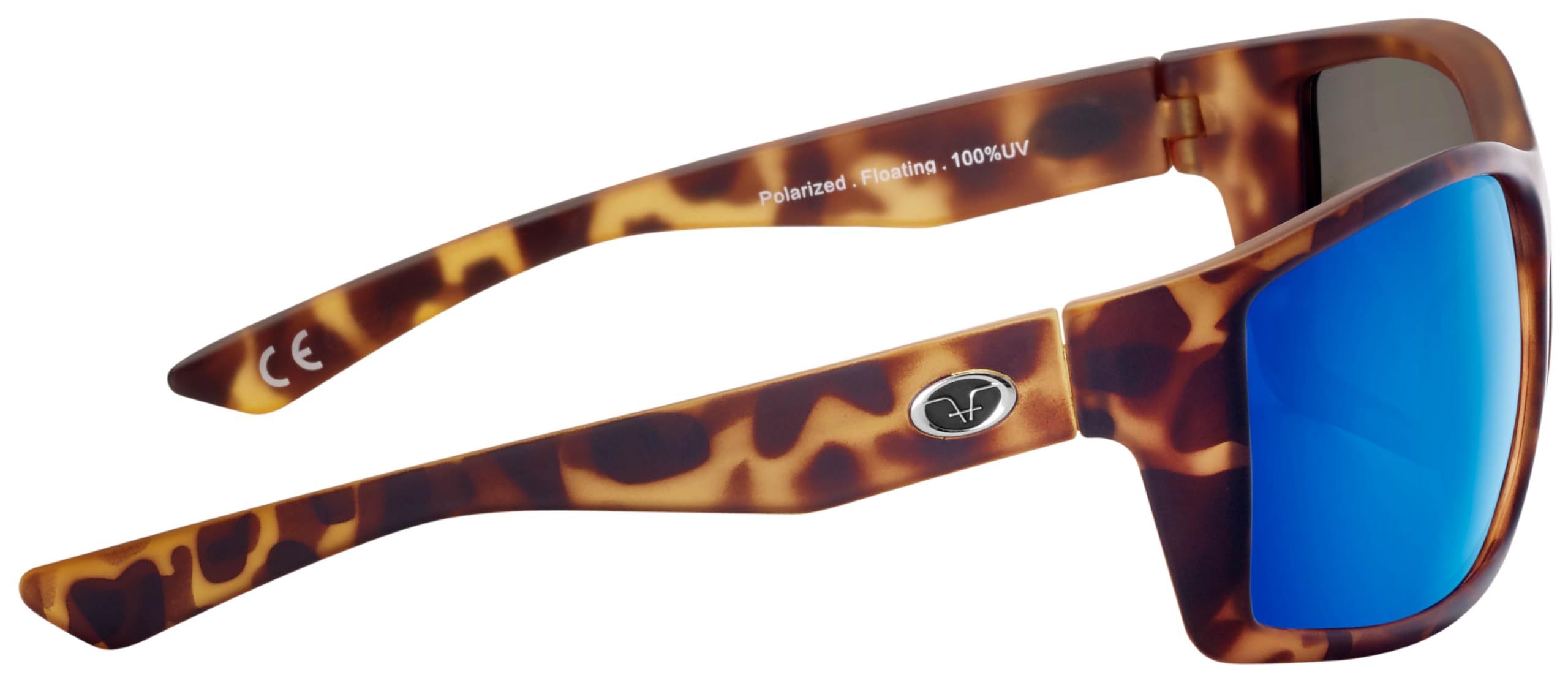 Flying Fisherman Rafter Polarized Rectangular Sunglasses, Matte Tortoise Frame/Blue Mirror Lens 1