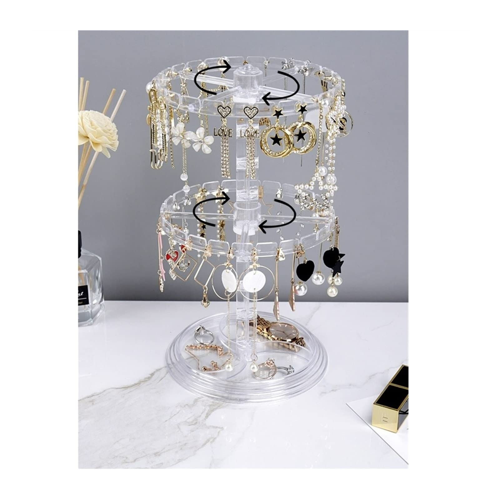 Gioielli Supporto Espositore Orecchini rotanti rack di stoccaggio orecchini femminili display braccialetto appendiabiti collane piccoli gioielli organizzatore di capelli anello gioielli vassoio Suppor