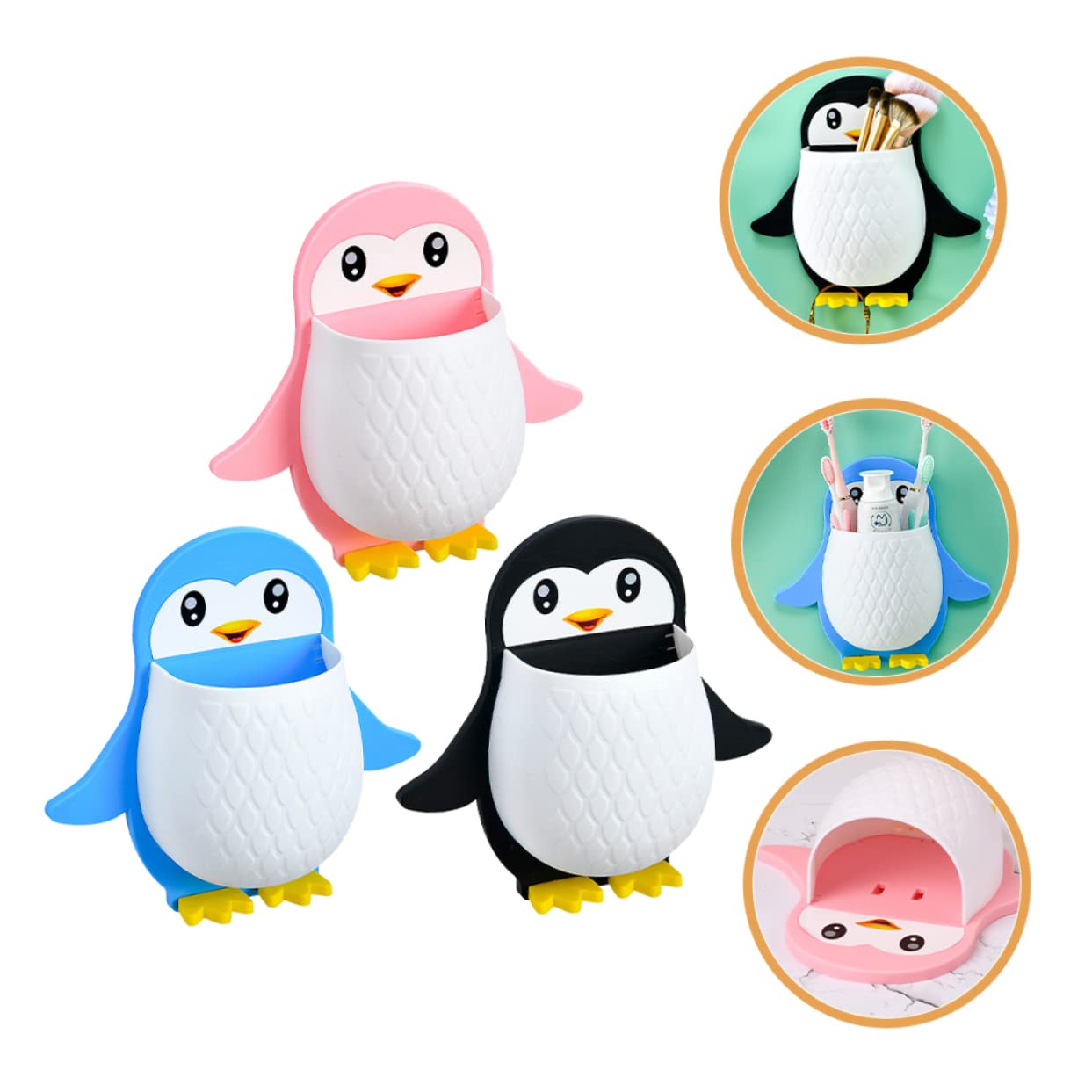 ABOOFAN Portaspazzolini da Parete in Pp 3 Pezzi, Porta Telecomando per Bagno, Design Semplice, Facile da Installare, Stabile
