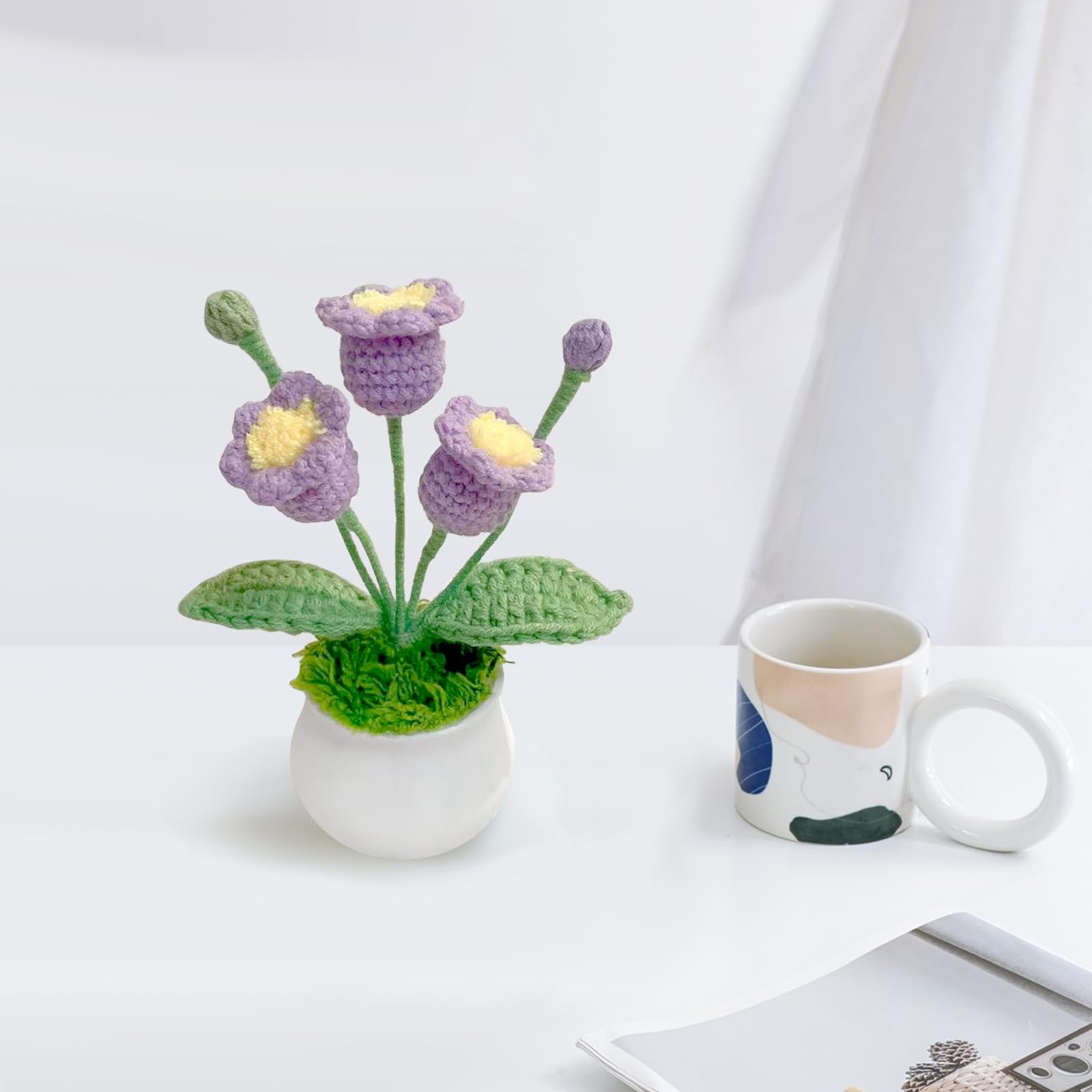 Amazon.com: Lovmeety Knitted Potted Lily of The Valley Flowers