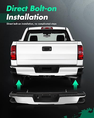 Miniatura 7 de SCITOO Reemplazo de parachoques trasero cromado de acero para 2014-2018 para Chevy Silverado para GMC Sierra 1500 parachoques trasero viene sin