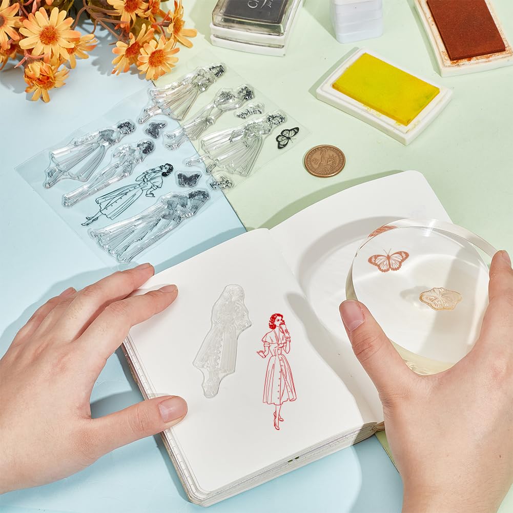 Sellos Transparent Vintage Para Mujer, Sellos De Moda Para Mujer, Patrón De Mariposa, Sellos Transparent De Silicona Para álbum De Recort DIY, 1 Ud. - AliExprs