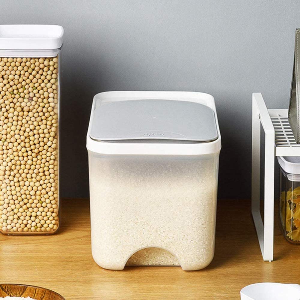 Contenitore in plastica da 5 kg, per riso, farina, cibo secco, cereali, secchio sigillato per cucina e ristorante