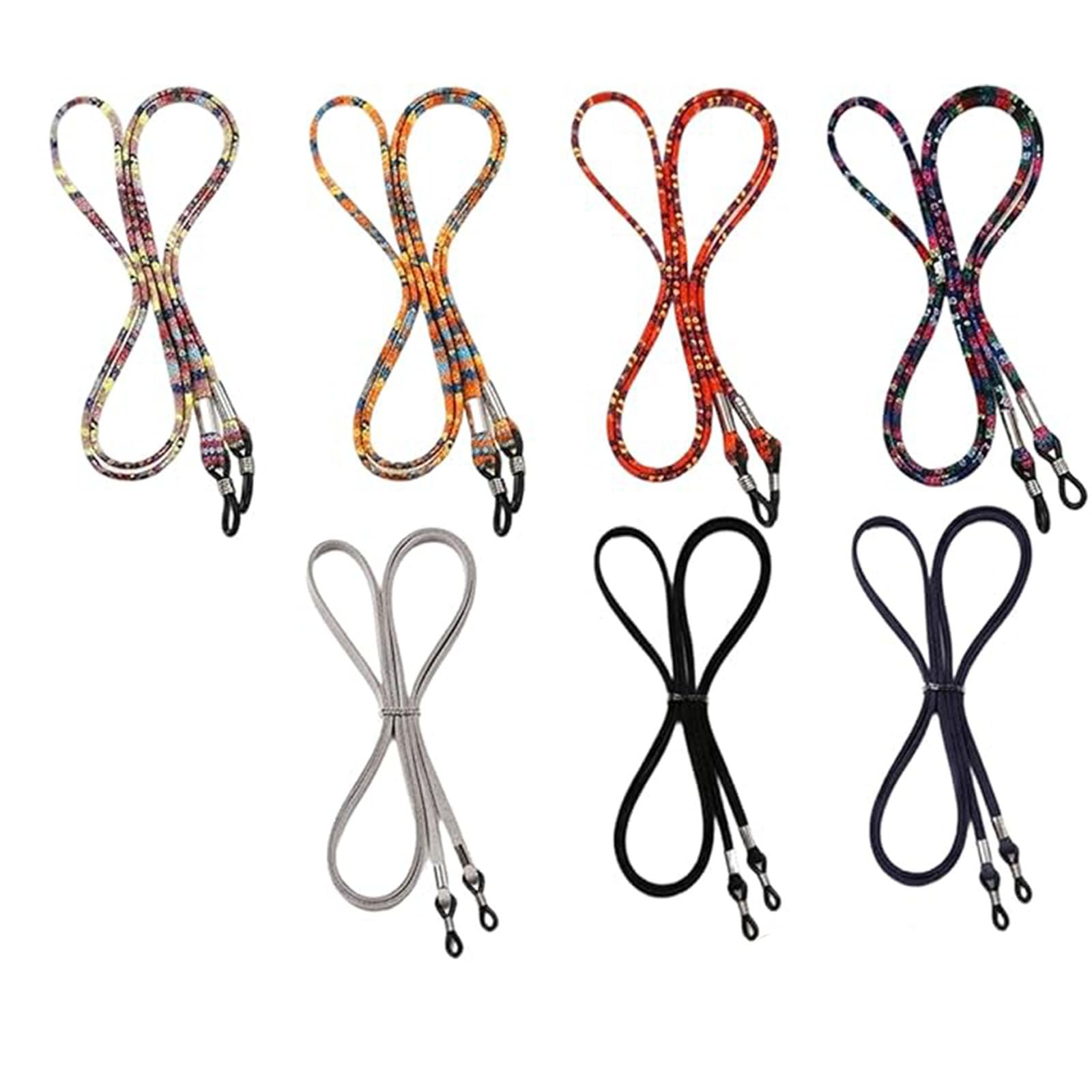 7Pcs Spectacle Chain for Women, Specs Holder Strap with Seven Colour Options, Suede Fabric Eyeglass Neck Cord for Daily Use, Black Navy Grey Patterned Brown Orange Red Colour Set-image-39
