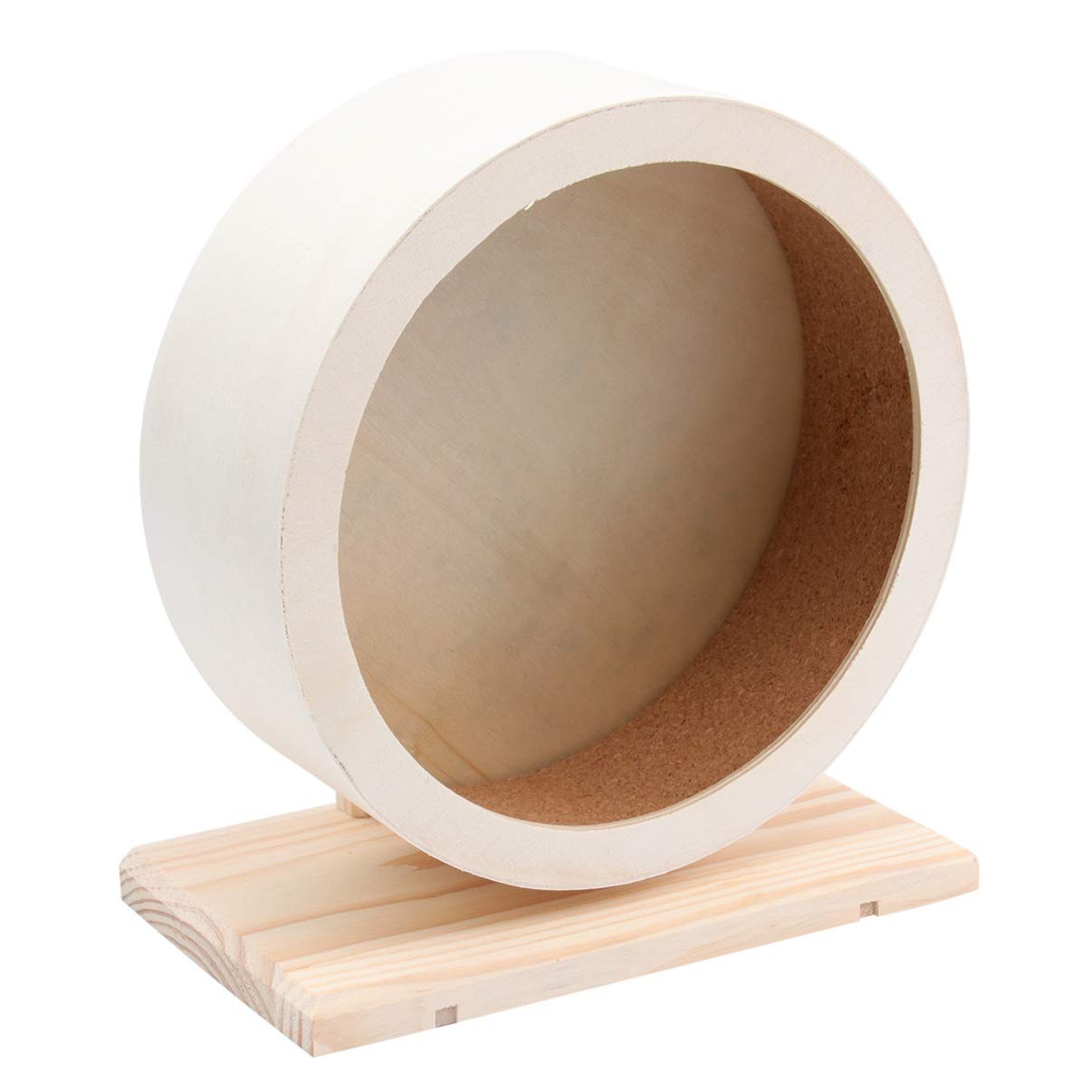 Totority Wooden Hamster Exercise Wheel Size M,Flying Saucer Design Non-Traditional Base for Hedgehogs/Dwarf Hamsters, Natural Wooden Spinner with Silent Rotation