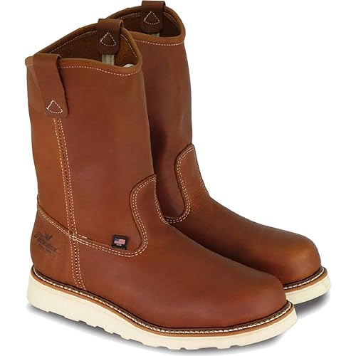 Thorogood American Heritage 11” Soft Toe Wellington Boots for Men Made from Premium Leather Featuring Slip-Resistant Wedge Outsole and Comfort Insole; EH Rated