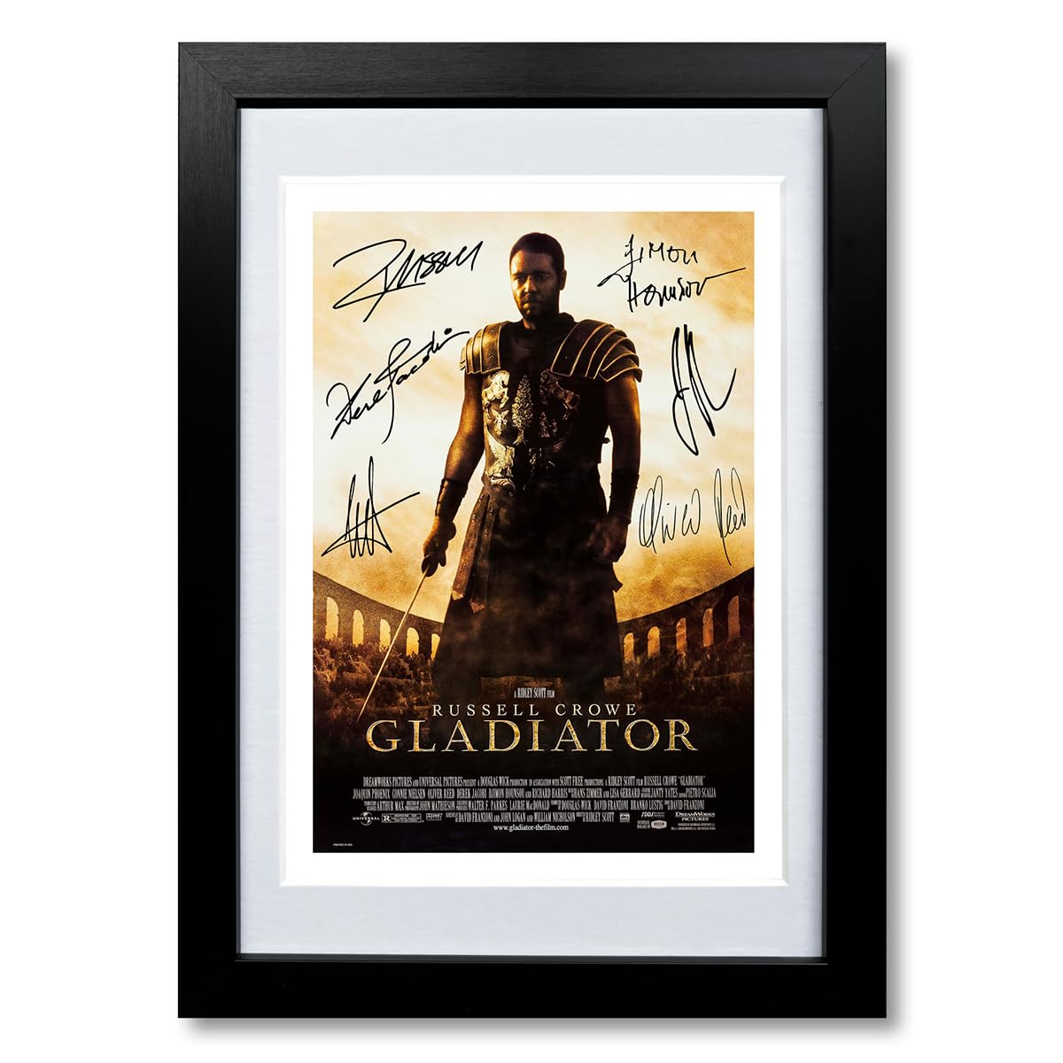 Gladiator cast signed autograph poster photo print framed memorabilia gift movie film 2000 Russell Crowe Joaquin Phoenix (A4 framed & mounted)