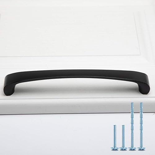 Miniatura 2 de WenRan Tirador de arco de gabinete central de 252 pulgadas 375 pulgadas 5 pulgadas color negro mate manija de muebles para cocina dormitorio