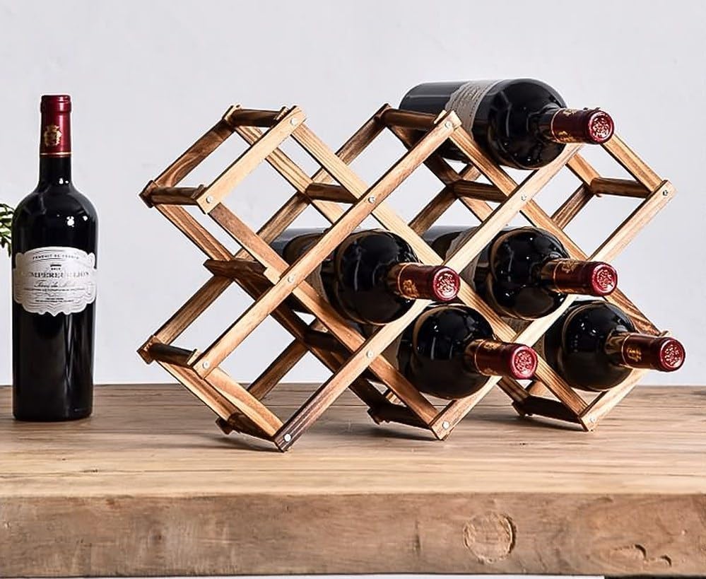 Freestanding Stackable Wine Rack Organizer for Countertop and Cabinets with Foldable Design and Scratch-Resistant Protector - Image 6