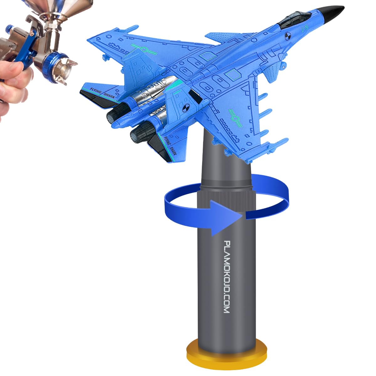 Soporte giratorio para aerógrafo de modelismo, fijación de piezas extragrandes con 6 cintas adhesivas de doble cara reutilizables de cristal para maquetas de aviones militares PMKJ035