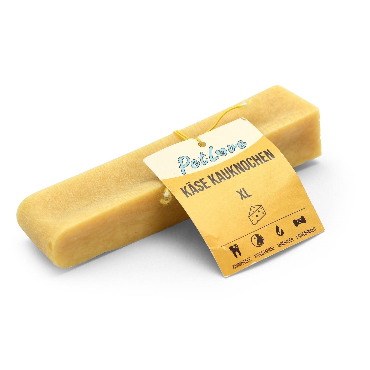 PetLove Hartkäse für Hunde • 100% natürlicher Kauknochen aus Käse • Kaukäse Hund • Kauspaß & Zahnpflege • Ideal für unterwegs • Größe XL: 110-140g