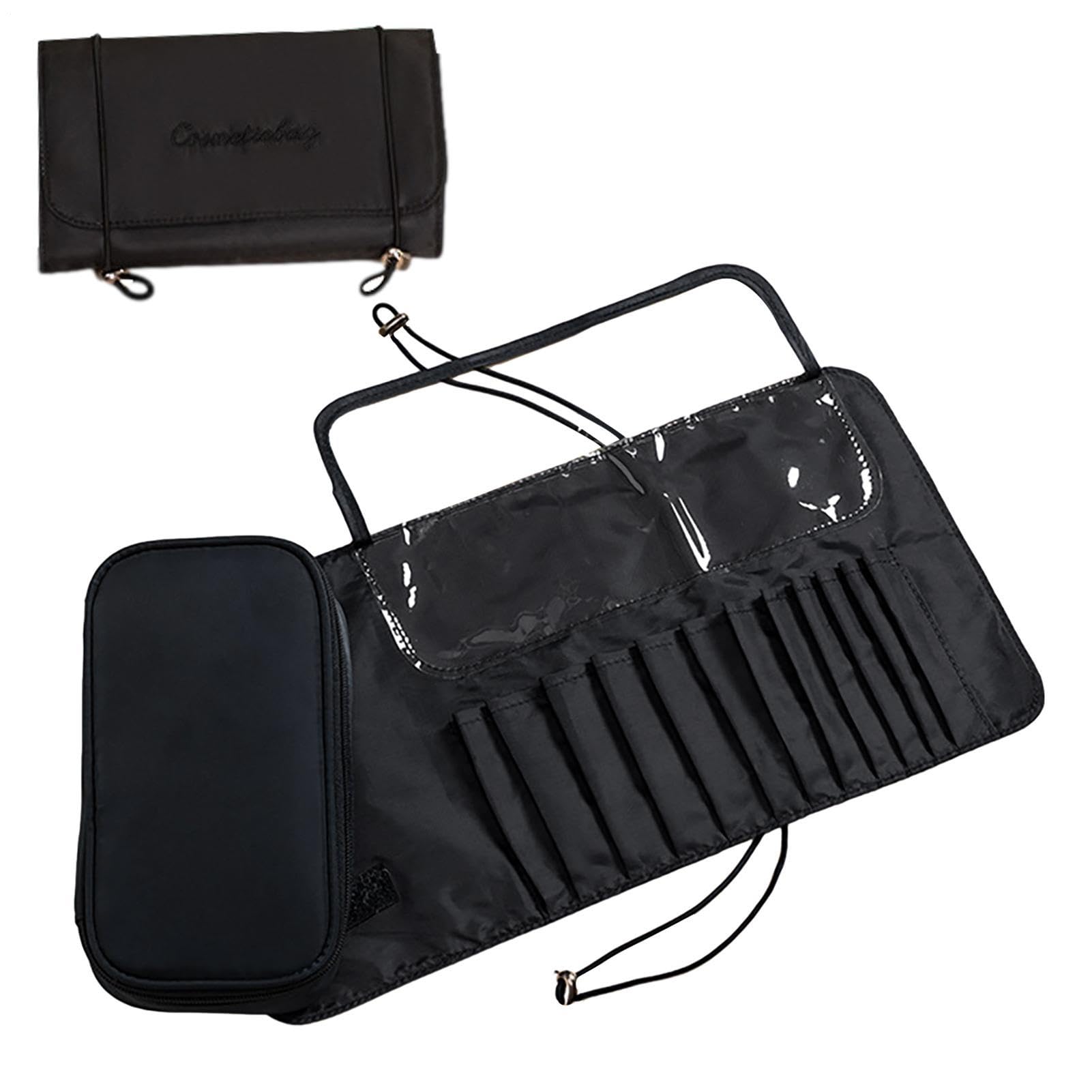 Makeup Brush Case – Lightweight Foldable Case Bag, Secure ssnap Closure Design, Easy Carry System Soft Compartments Travel Home Vanity Makeup Artist | Perfect for Brushes Tools Cosmetics Kit