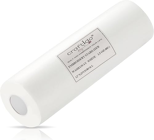 Miniatura 9 de Craftido Estabilizador de bordado soluble en agua para lavadorespaldo y cobertura de 10 pulgadas x 5 yardasrollo para la mayoría de los aros. Peso