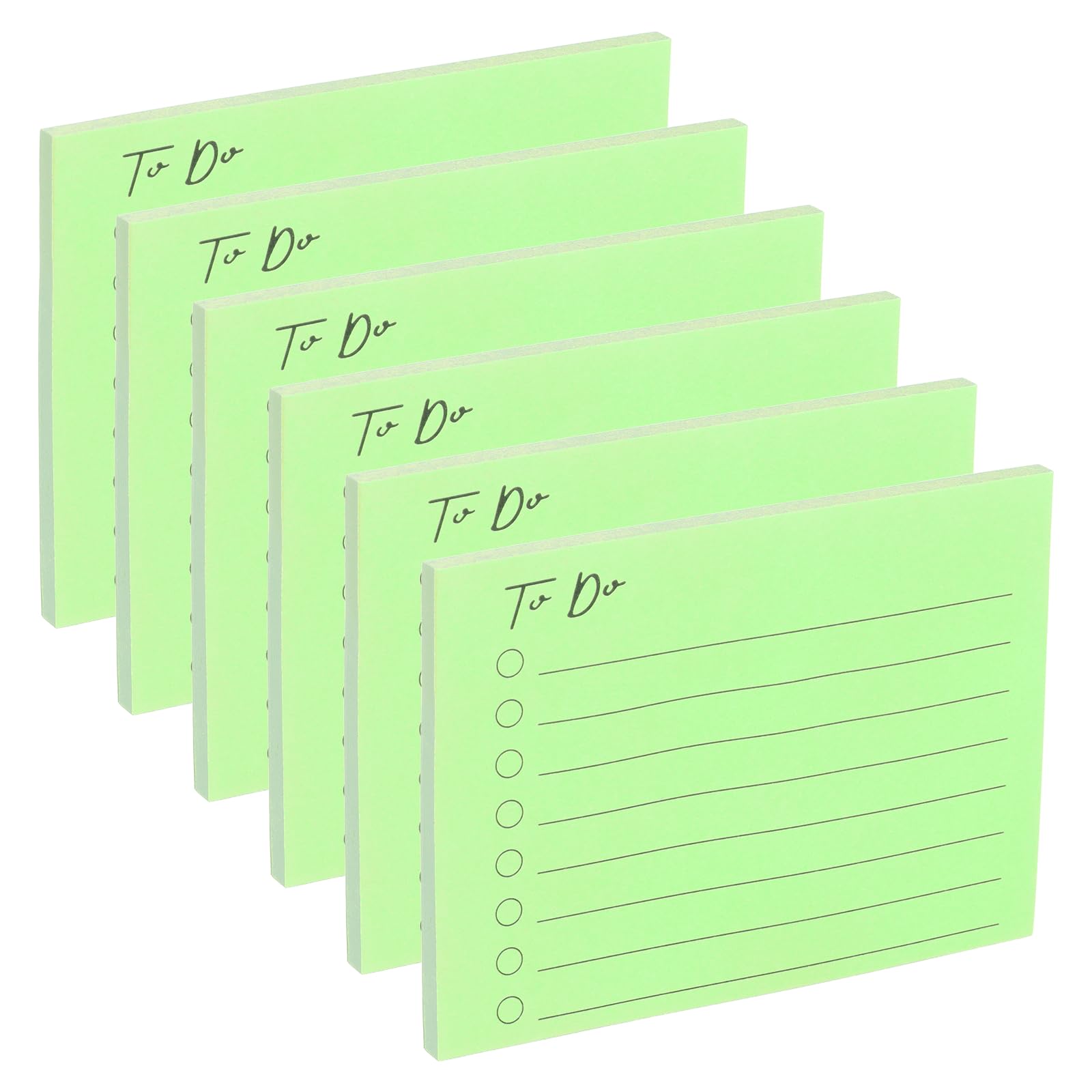 PATIKIL 4x3 to Do Lined Sticky Notes, 6 Pad Daily to Do List Notepads Sticky Notes, Checklist Message Self-Stick Pads for Home Office Reminders Lists Planning, Green, 50 Sheets/Pad