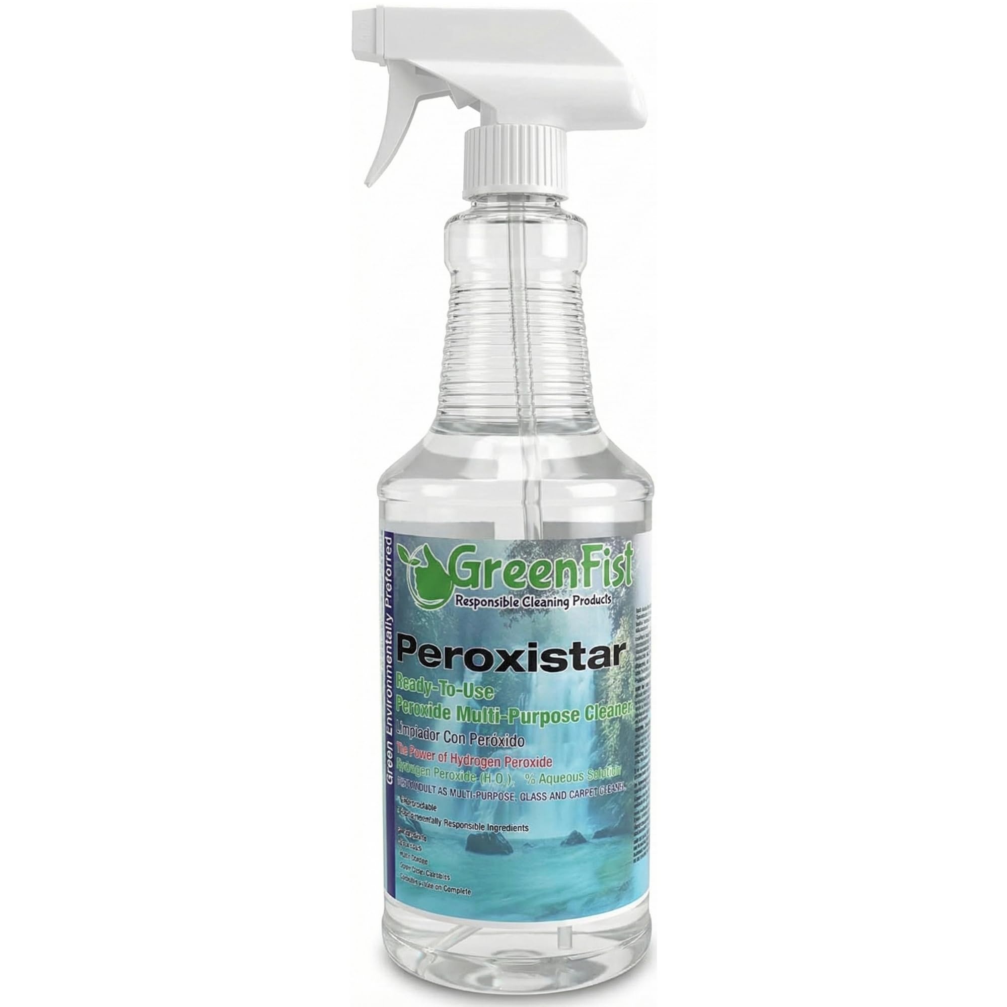 GreenFist Hydrogen Peroxide All Purpose Surface (Glass, Carpet,Stain Remover) Cleaner (1 Quart, 32 oz Spray)