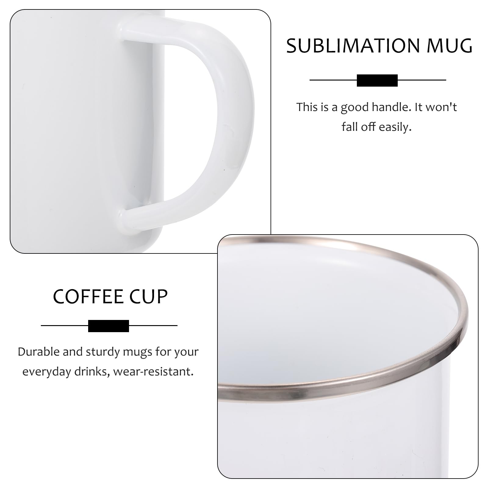Amosfun 5 Stk Tasse aus Thermotransfer-Emaille Kaffeetasse Tassen für Kinder personalisierte tasse tassen personalisieren Sublimation leere Tasse Sublimationsbecher Rostfreier Stahl Weiß