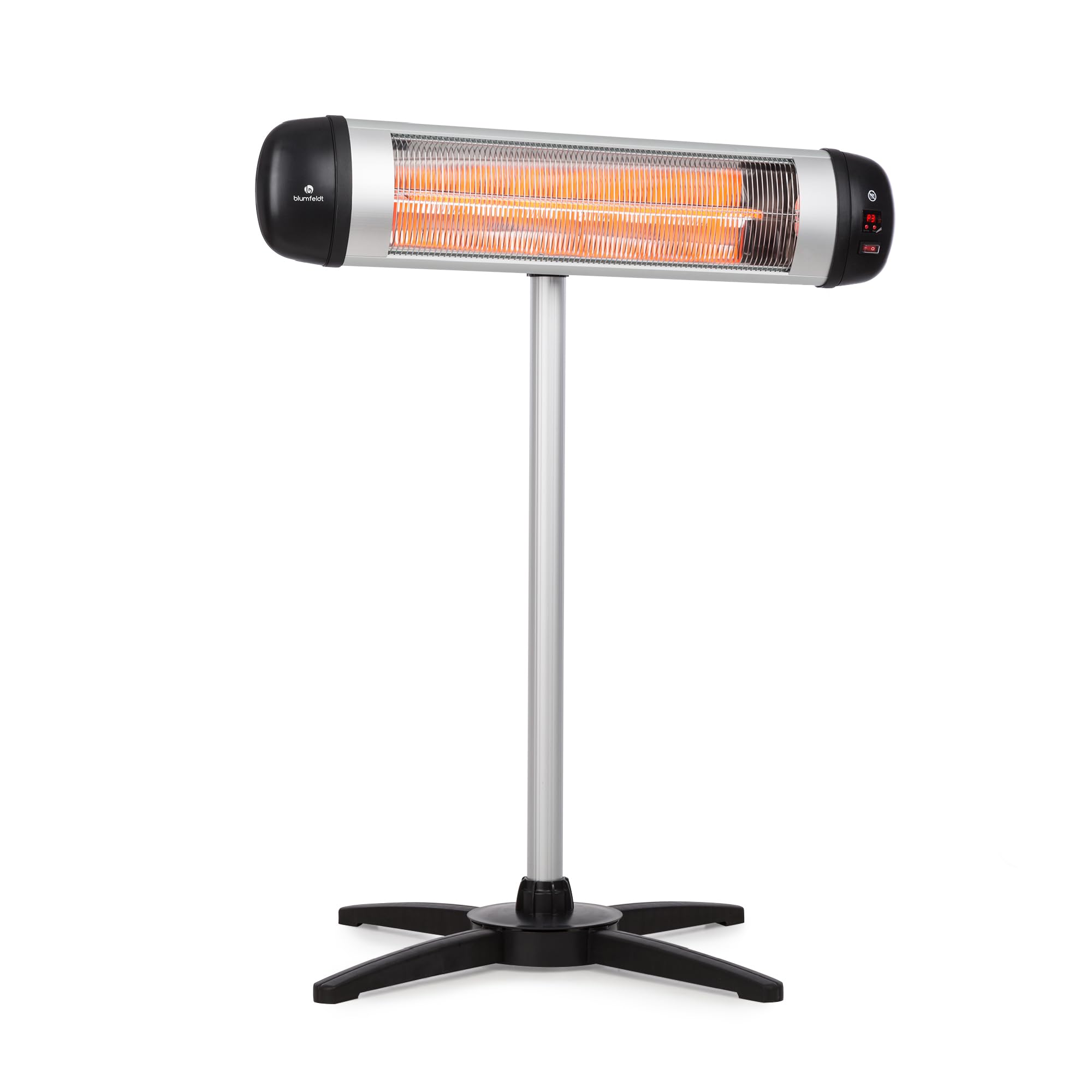 Blumfeldt Heizstrahler, Mobiler Infrarot-Heizstrahler Standgerät, für die Terrasse und Wintergarten, CO2-Freier Wärmestrahler Elektrisch, IP34 Infrarotstrahler, 2500 Watt