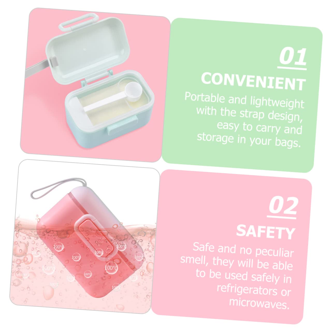 Sosoport Portable Milk Powder Box Food Storage Containers Portable Dispenser Travel Dispenser Travel Milk Powder Container Holder Travel Pp Color