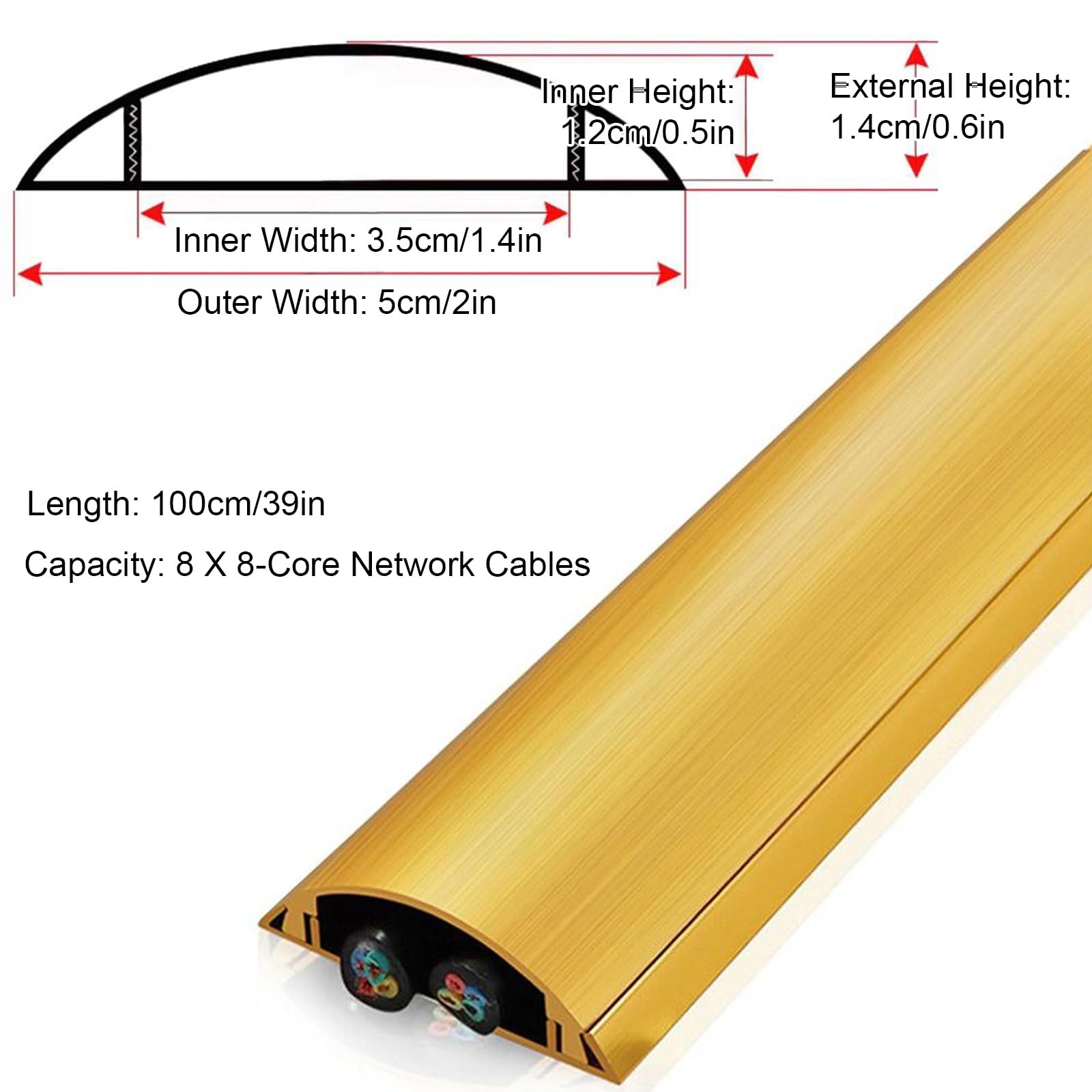 Passacavi Pavimento da 100 Cm, Canalina Passacavi Calpestabile Autoadesiva, Previene Inciampi, Gestione Dei Cavi per Uffici, Palestre, Fiere(Yellow,5 * 1.4cm/39 * 2 * 0.6in)
