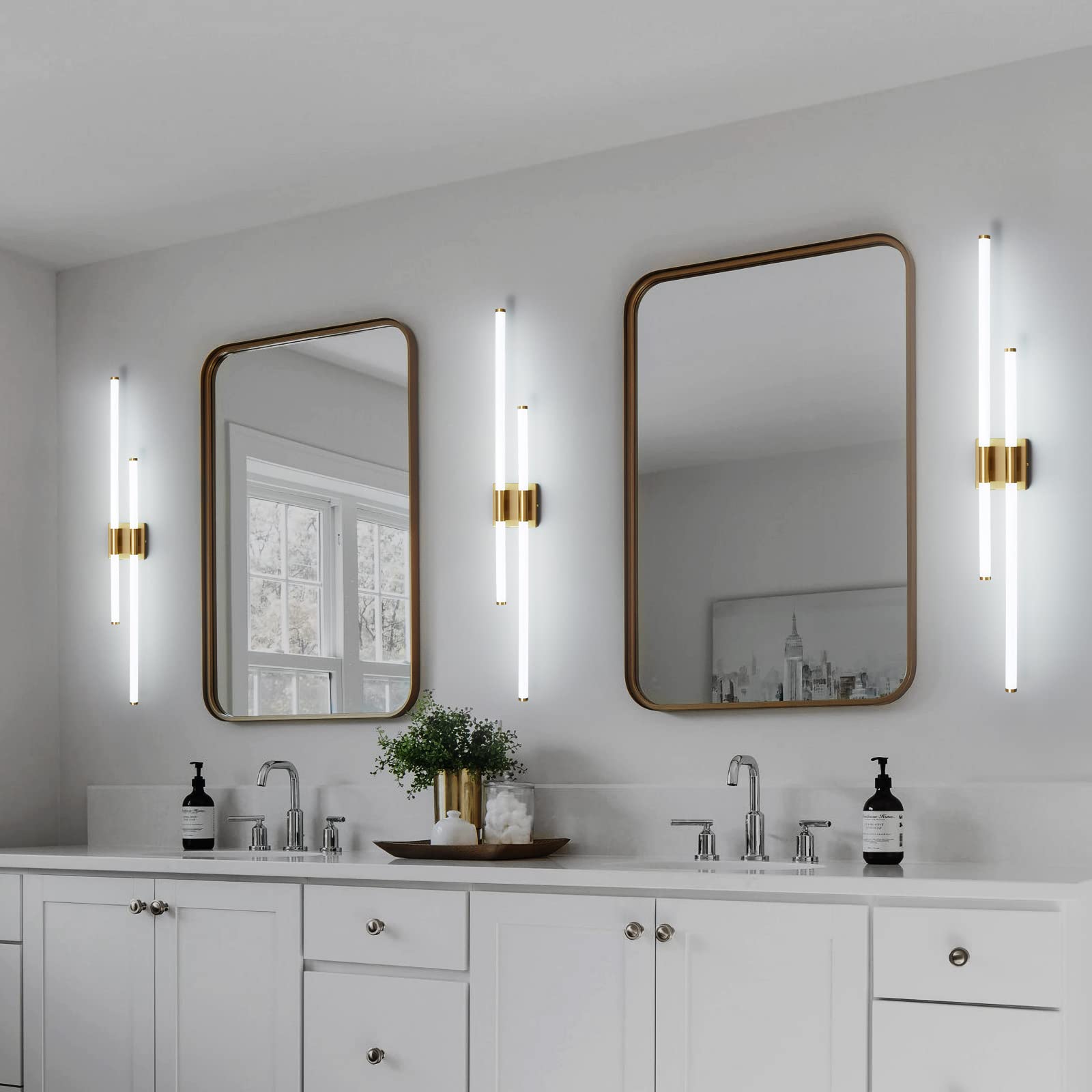 zhllmq Modern Bathroom Vanity Light LED 6000K 39.76in Gold Bathroom Light Fixtures Over Mirror Vanity Light Wall Modern Bathroom Vanity Lighting