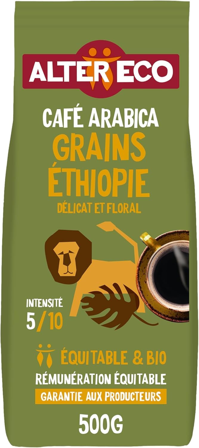 ALTER ECO - Café Grains - Café Arabica Bio d'Éthiopie - Issu du Commerce Equitable - 500 g GRAIN ÉTHIOPIE - 500G