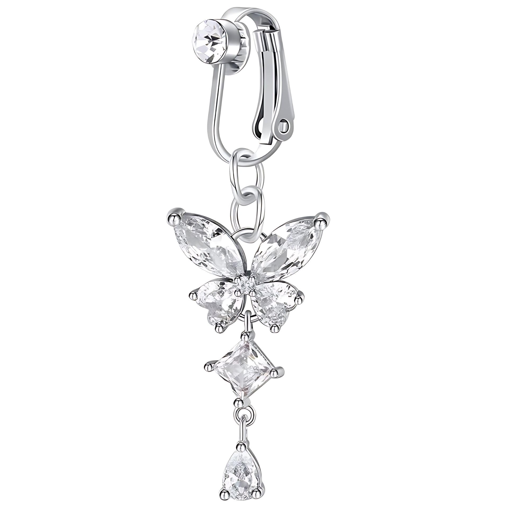 Via Mazzini Clip-On Style No-Piercing Required Butterfly Charm Belly Button Navel Ring For Women And Girls (BB0152) 1 Pc (B0CTFD9DPS) Amazon Price History, Amazon Price Tracker