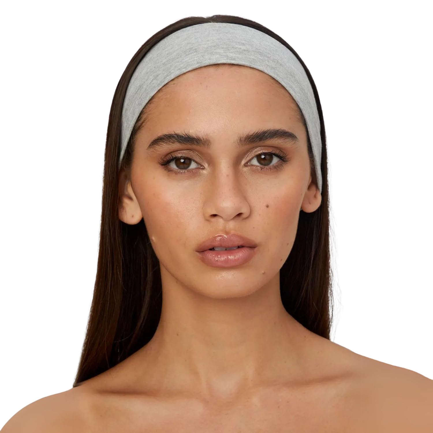 SALVIA DIONE Saç Bandı - Elastik Kaymaz İnce Esnek Pamuk Emici Kadın Saç Bandı Bandana, Unisex Spa Koşu Dans Yoga Pilates Bisiklet Fitness Saç Ter Bandı Kafabandı (Gri Melanj, Standart)
