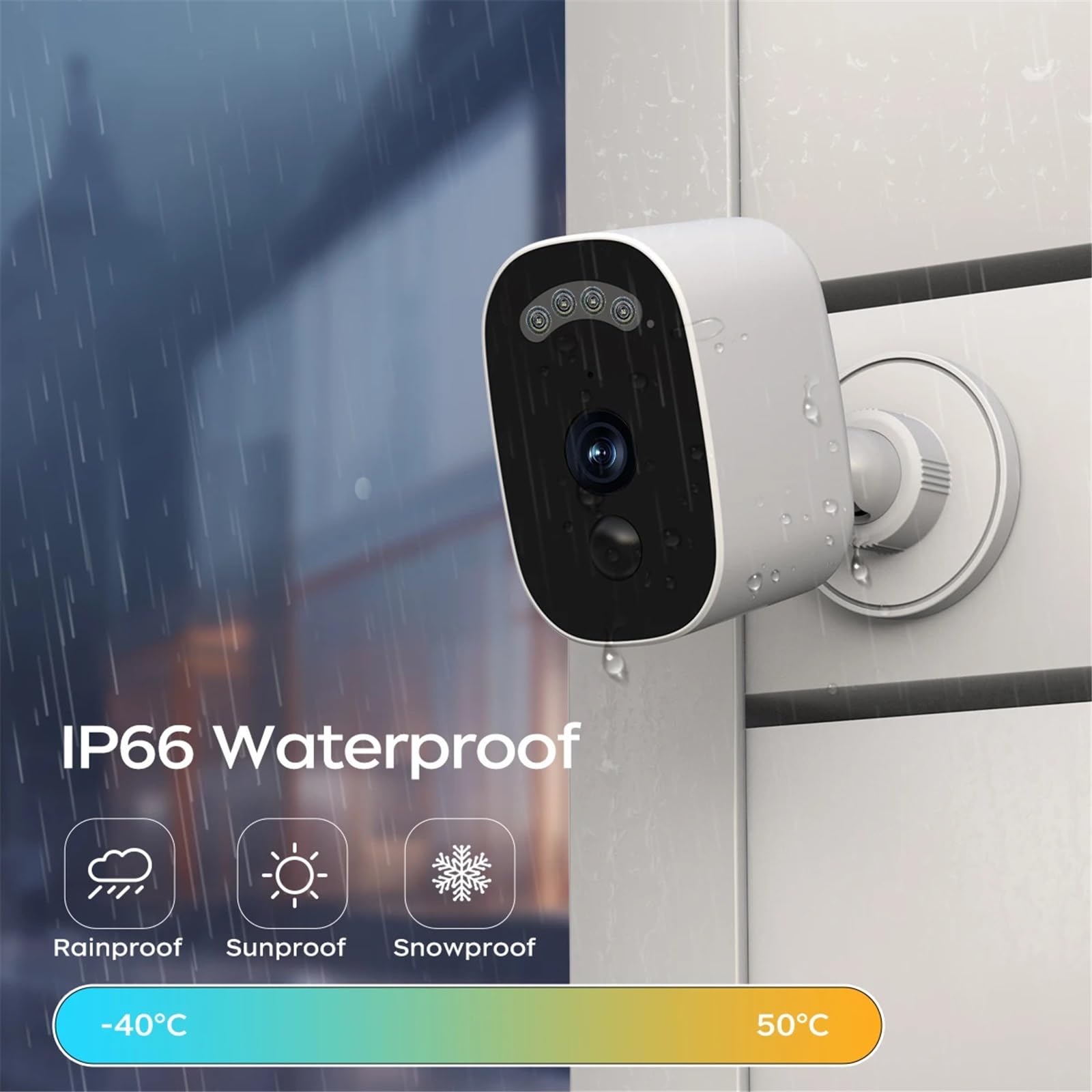 Telecamere di sicurezza, Telecamera di sorveglianza Wi-Fi 2K 3MP con rilevamento del movimento PIR, monitor a colori visione notturna, impermeabile IP66, audio bidirezionale(2K Add 128G)