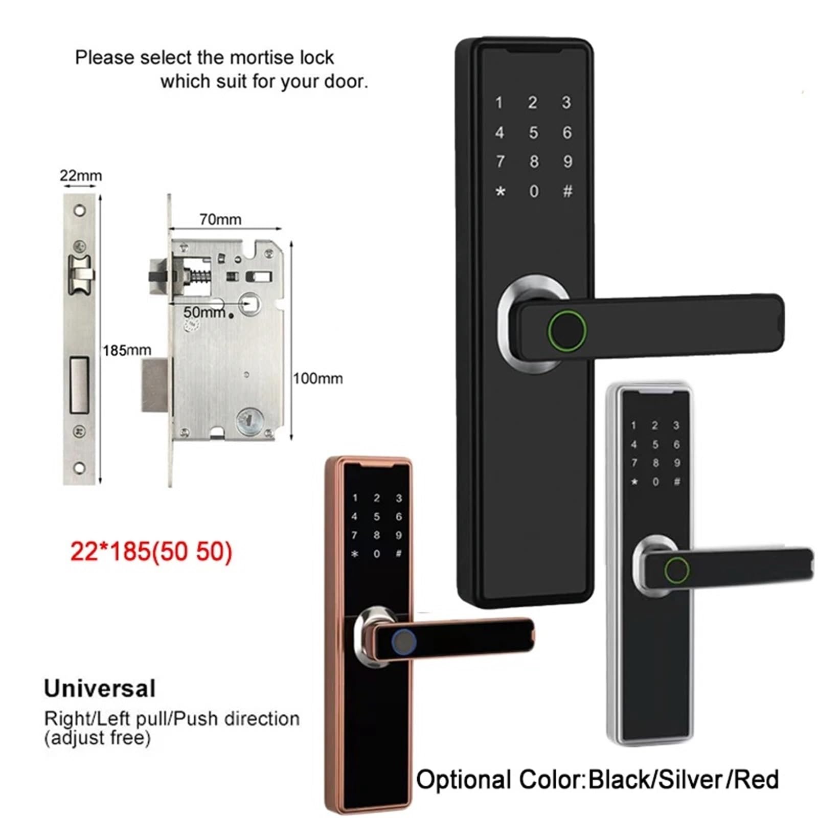 Cerradura Electronica, Teclado táctil con huella digital Bluetooth for puerta inteligente de apartamento cerradura de puerta de entrada sin llave for puerta delantera(22X185(5050),Silver Color)