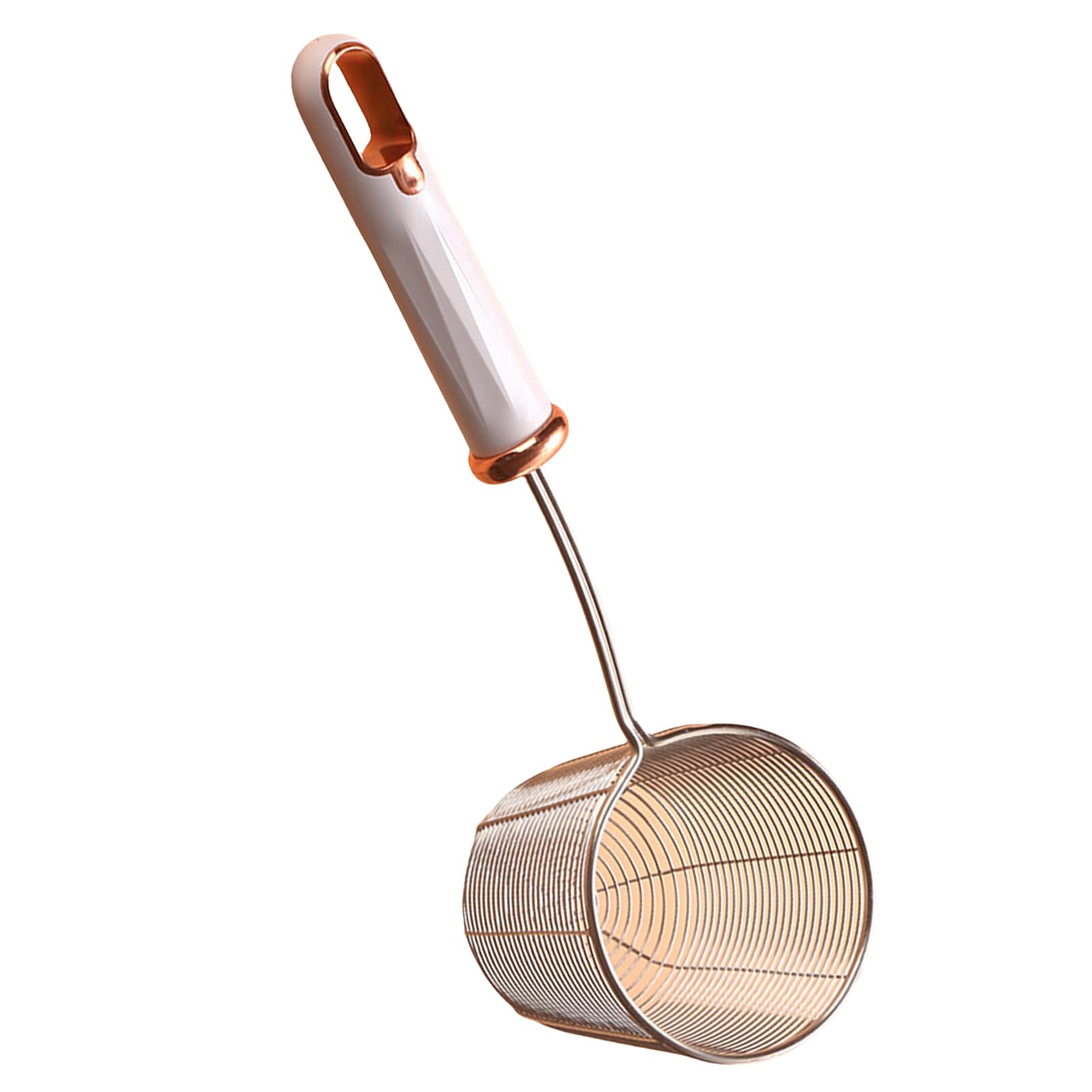 alloneslife Thickened Stainless Steel Wire Strainer Ladle Ergonomic Handle Colander Skimmer for Frying and Cooking Kitchen Tool Cooking Skimmer Spoon