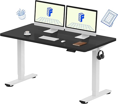 FLEXISPOT - Escritorio eléctrico de pie de una pieza EN1, altura ajustable, 55 x 28 pulgadas, para oficina en casa, para estar de pie o sentado