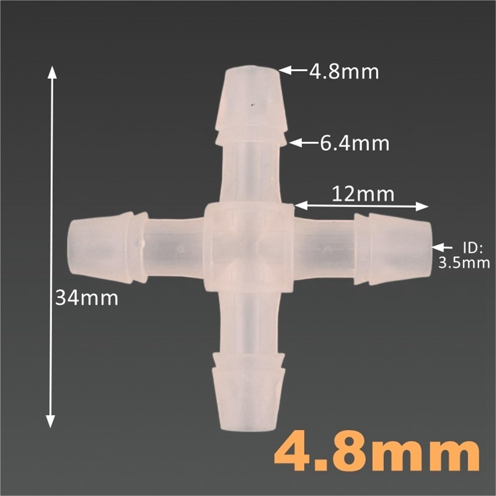 200 sztuk 2.4~12.7mm plastikowe złącze krzyżowe 2 4 6 8 10 12mm nawadnianie ogrodu równe 4-sposoby akwarium pompa powietrza wąż złącze rurowe(8mm)