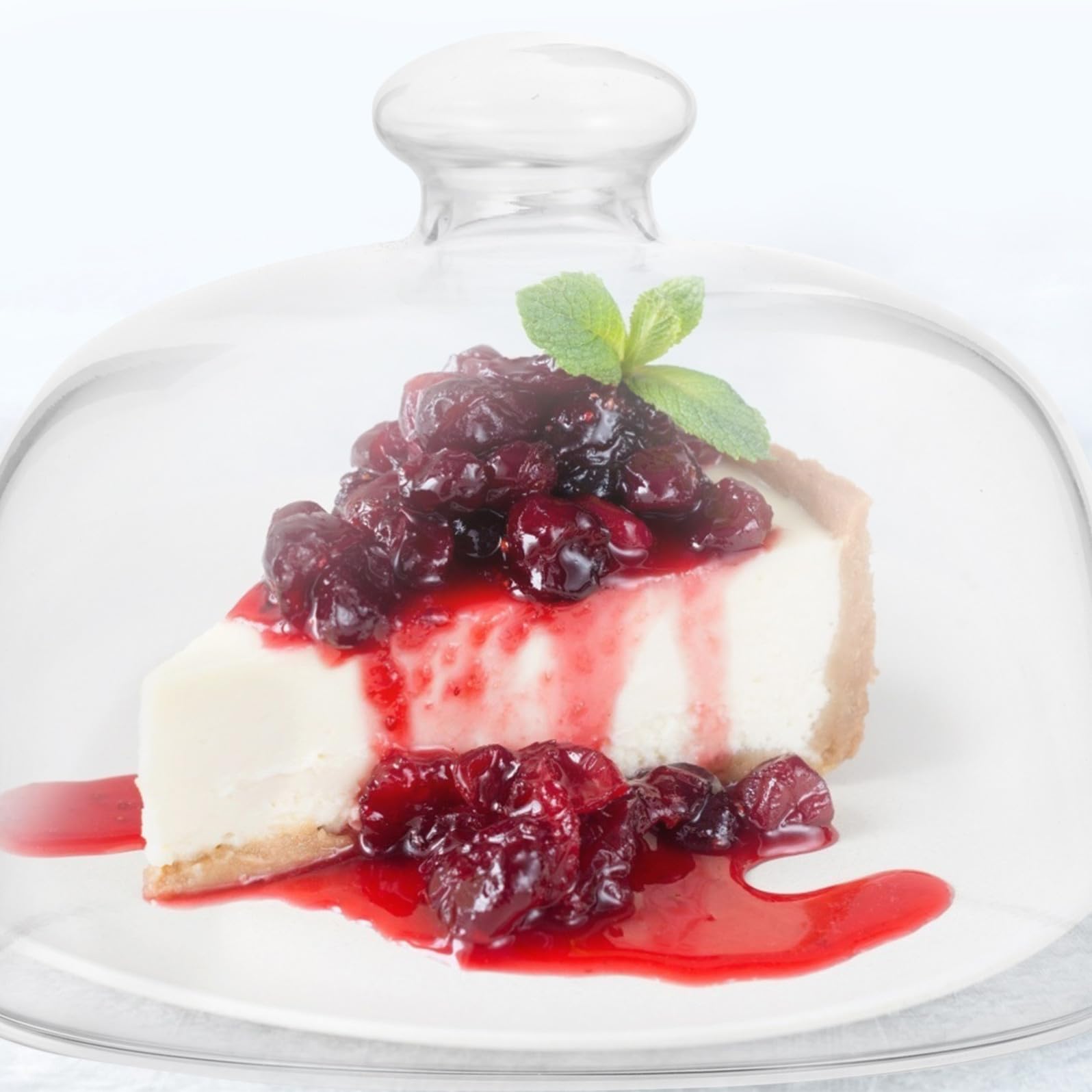 Copertura in Vetro per Alimenti e Dessert Maniglia, Protezione Antipolvere per Uso Domestico, Copripiatti in Vetro Trasparente per Conservazione Cibo