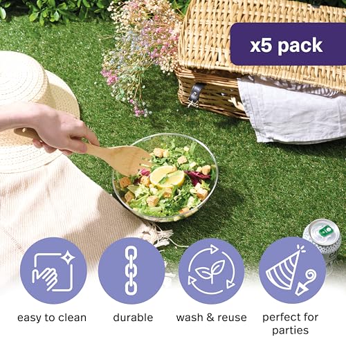 MATANA 5 Clear Hard Plastic Serving Bowls, 1500ml - Sturdy & Reusable - Ideal for Salad, Snacks & Crisps - Parties, Picnic, Birthdays, BBQ & More - Image 6
