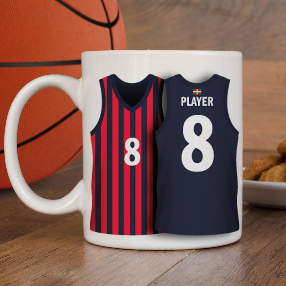 DEREGALOOS Taza Personalizada Baloncesto ACB con Nombre y Número. Diseño Tipo Camiseta Inspirado en Equipos Nacionales. Regalo para Fans del Basket. Taza Niño, Niña, Hombre o Mujer (Juventut Badalona)