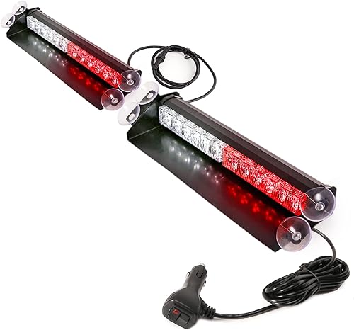 Miniatura 1 de BooYu 2 barras de luz LED estroboscópica de emergencia 2 en 1 delanterotrasero interior parabrisas visera cubierta intermitente advertencia