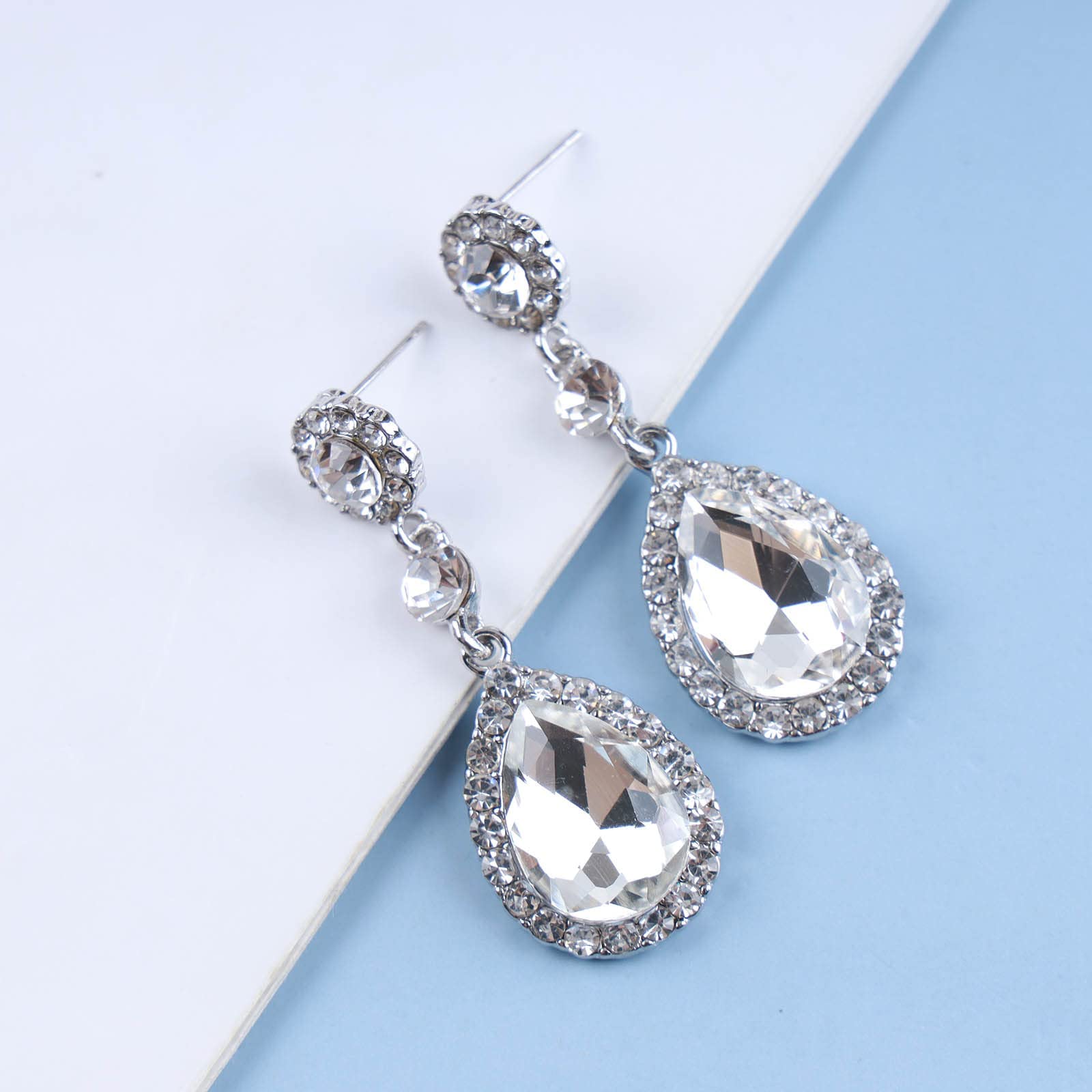 Allereya Vintage A Goccia Di Cristallo Orecchini Strass Perno Orecchini Bling H 468244