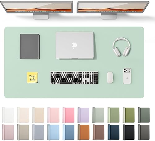 Miniatura 118 de YSAGi Protector de escritorio de piel, alfombrilla de oficina, alfombrilla grande para ratón, alfombrilla antideslizante de piel sintética, Azul