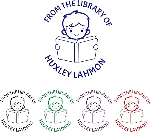Sello de libro personalizado, sello de biblioteca personalizado, 6 estilos y 5 colores de tinta (sellos de libros para niño y niña)