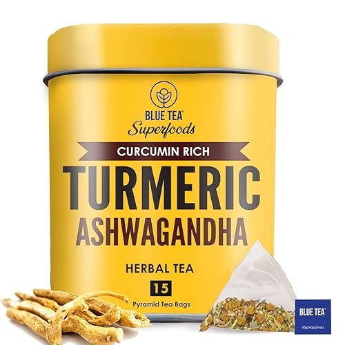 Miniatura 3 de BLUE TEA Té de moringa de cúrcuma + té Ashwagandha de cúrcuma + té de cardamomo de cúrcuma  Paquete combinado  18 bolsitas de té ecológicas en forma