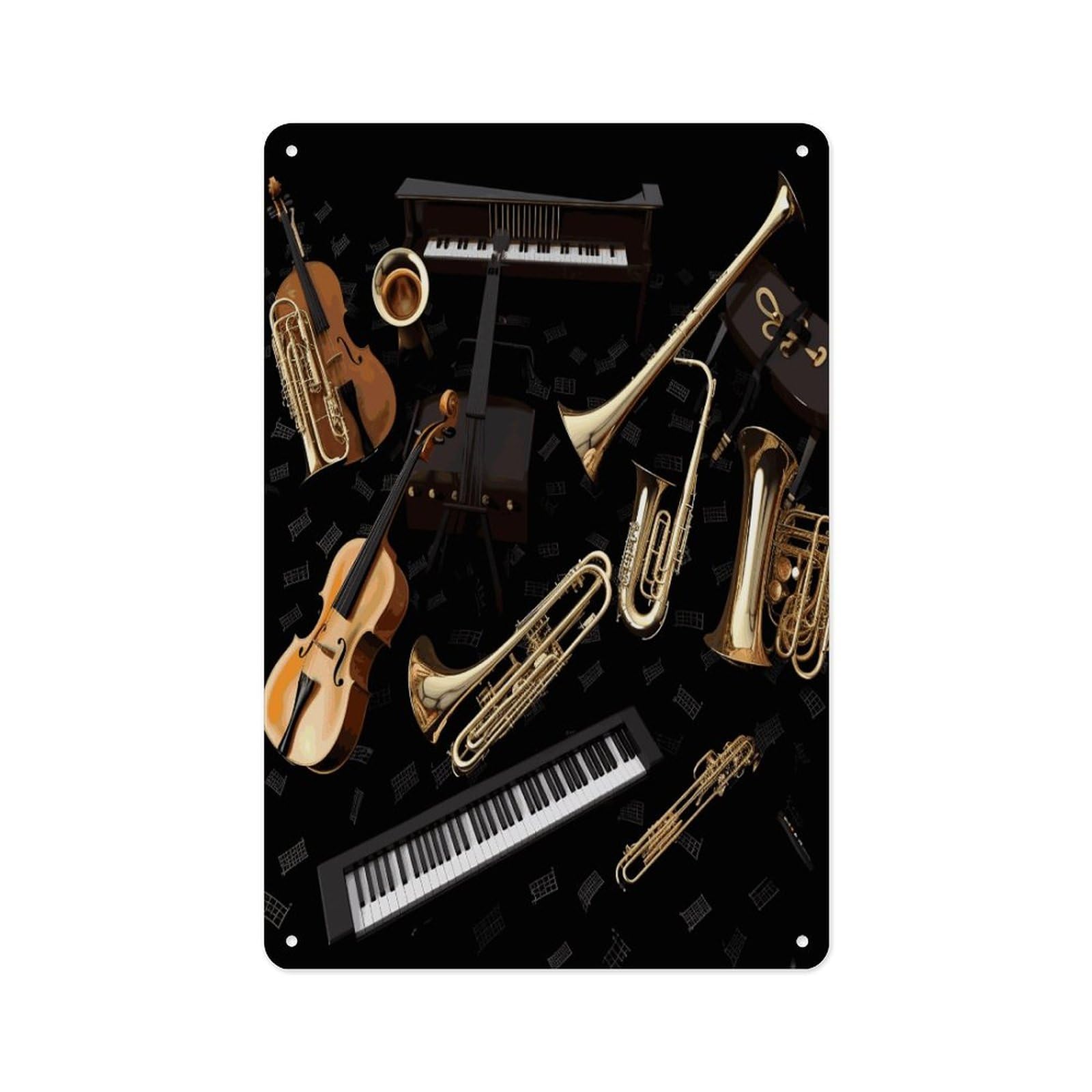 Fekiloot Style Musical Instruments Wall Decor Metal Signs Tin Signs Poster