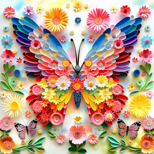 Image of Puzzles for Adults 500 Pieces Colorful Butterfly FlowerJigsaw Puzzles 500 Pieces Difficult Fun Paper Art Unique Beautiful Family Puzzle Challenging Games Gift for Teens Adults (20 inchx20 inch)