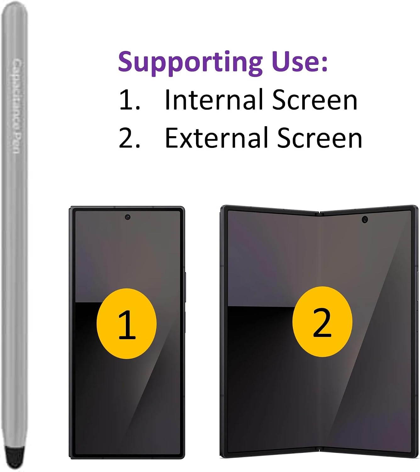 Stylus Pen Compatible with Galaxy Z Fold 7 Pen,Supporting Double Screen Internal External for Samsung Galaxy Z Fold 7/6 5G Phones (Gray)