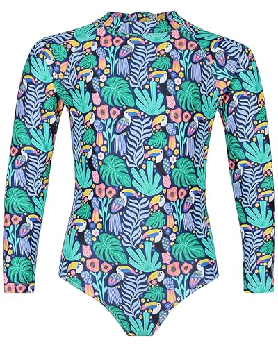 Image of One Piece Girls Swimsuit Long Sleeve UPF 50+ Rash Guard with UV Protection