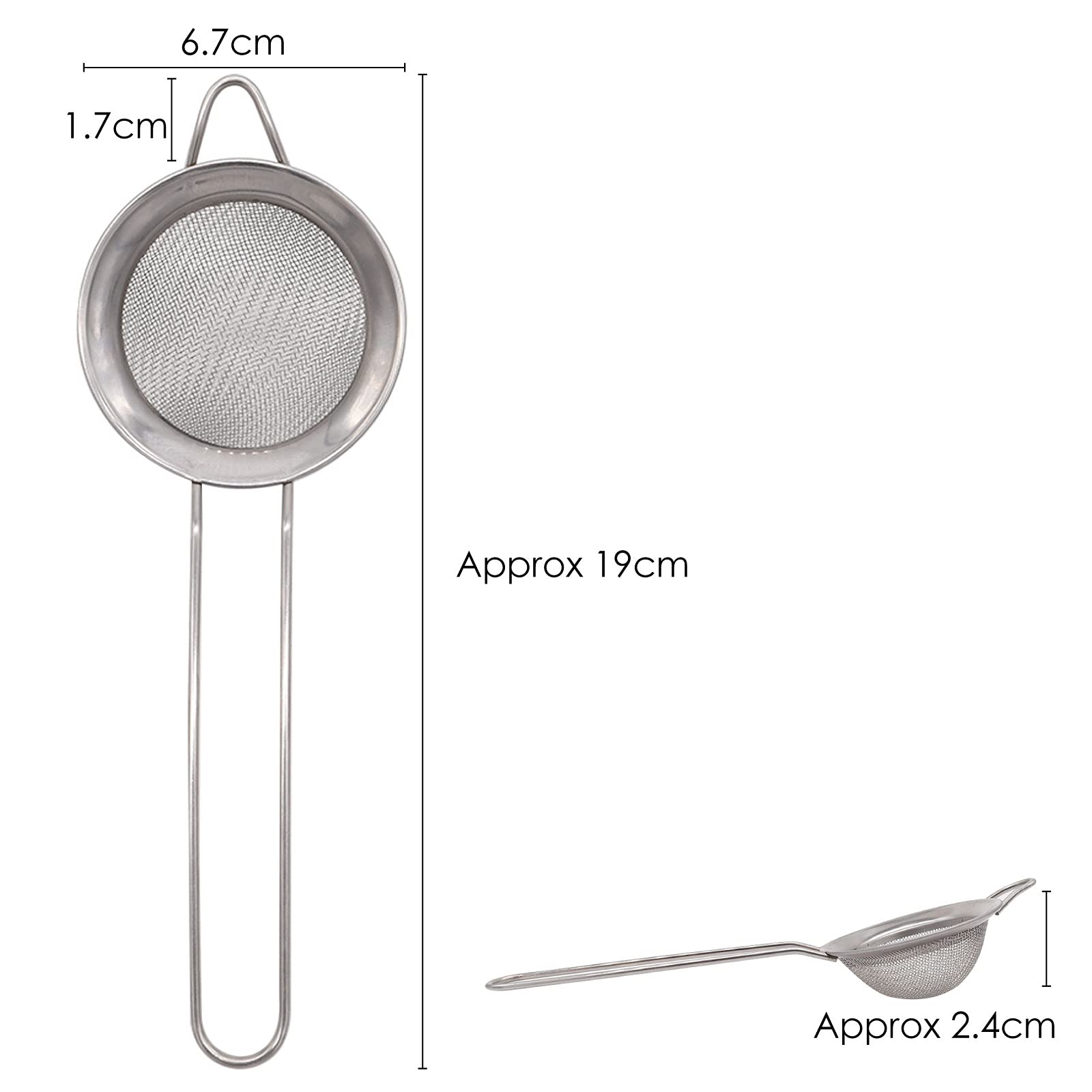 Image secondaire de Passoire à thé – Tamis à thé en vrac – 6,7 cm de diamètre – Petit ustensile de cuisine en métal – Mini tamis à mailles avec poig