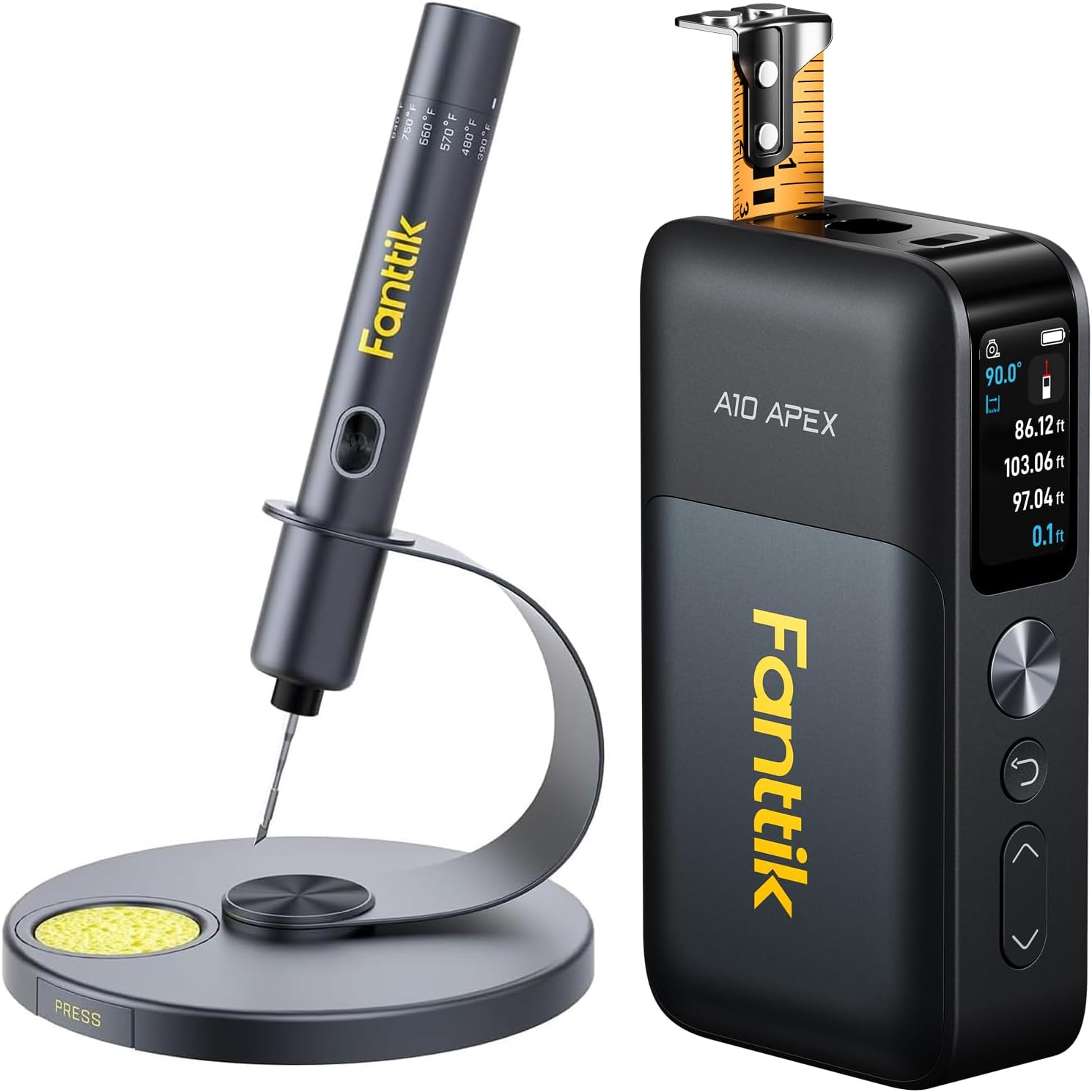 Fanttik T1 Max Soldering Iron Kit & Fanttik A10 Apex 3-in-1 Digital Laser Tape Measure with HD Color Display