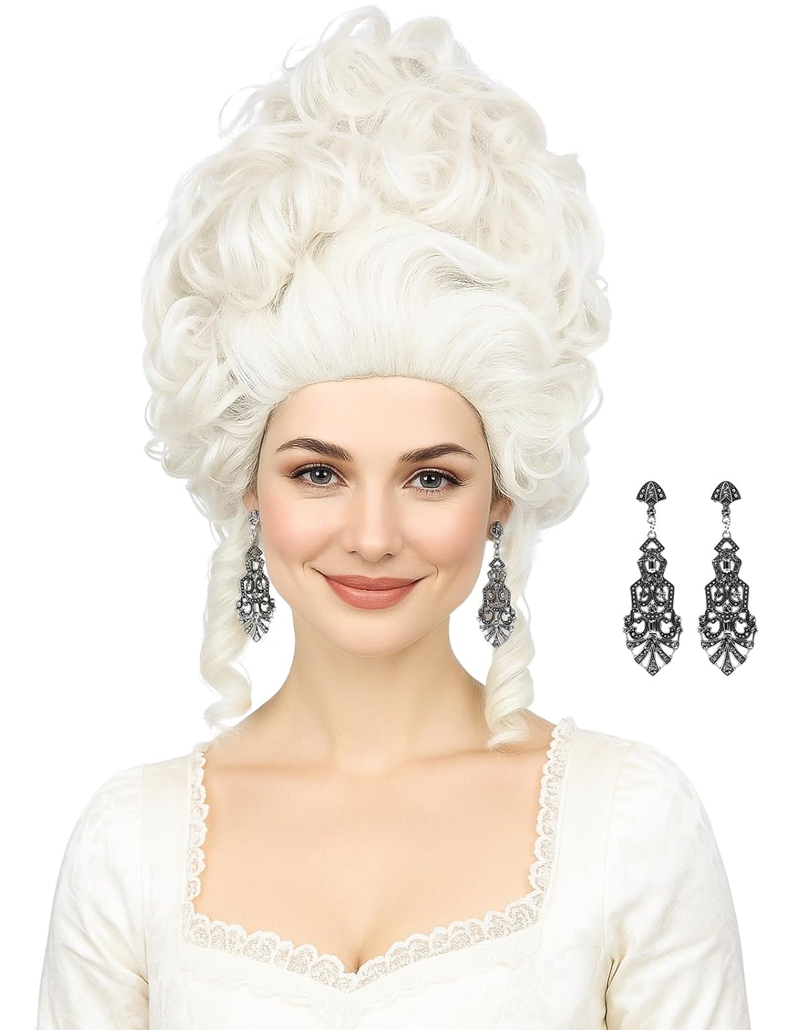 platinum blonde wig for women 18th century colonial style costume blond beehive wigs fits renaissance queen cosplay halloween party (platinum blonde)