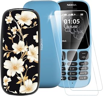 Tempered Glass and Case for Nokia 105 2017 - Flowers 2