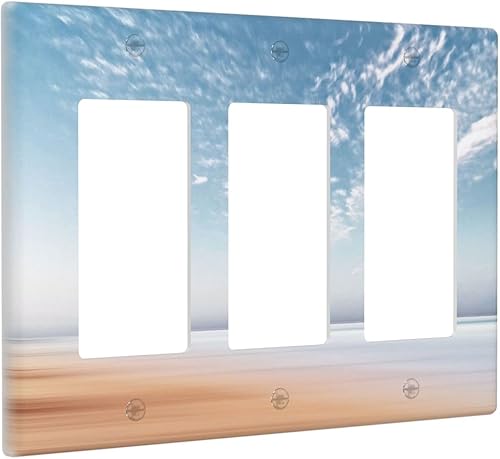 Miniatura 9 de XRELZRS Blue Ocean Beach - Placas de cubierta de interruptor de luz triple de 3 bandas para interruptor de luz, 4.50 x placa de interruptor de