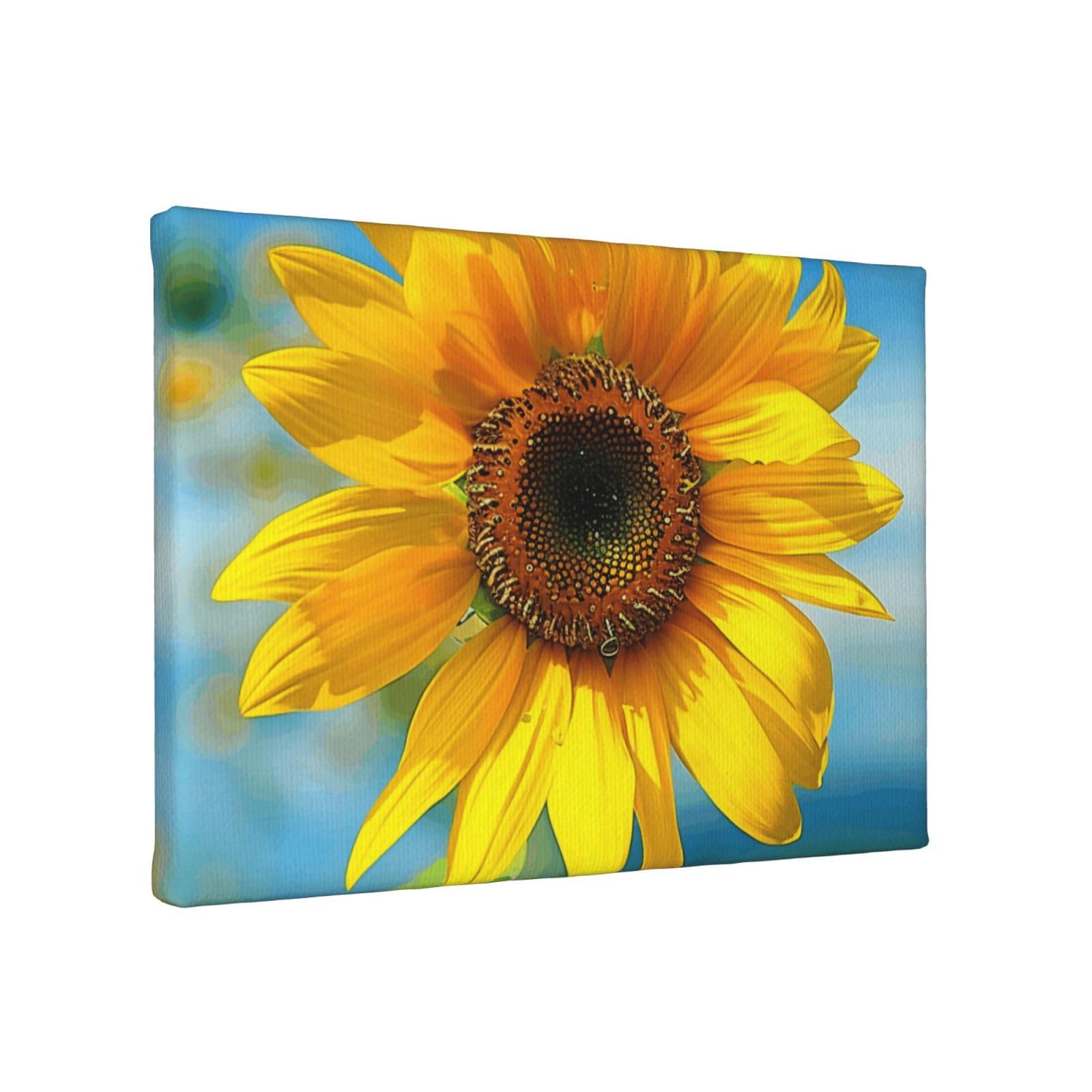 YKLJG Beautiful sunflower Printed Wall Art Canvas Painting 30x20 CM Wooden Framed Picture Painting Artwork Prints for Bedroom Kitchen Home Office Decor